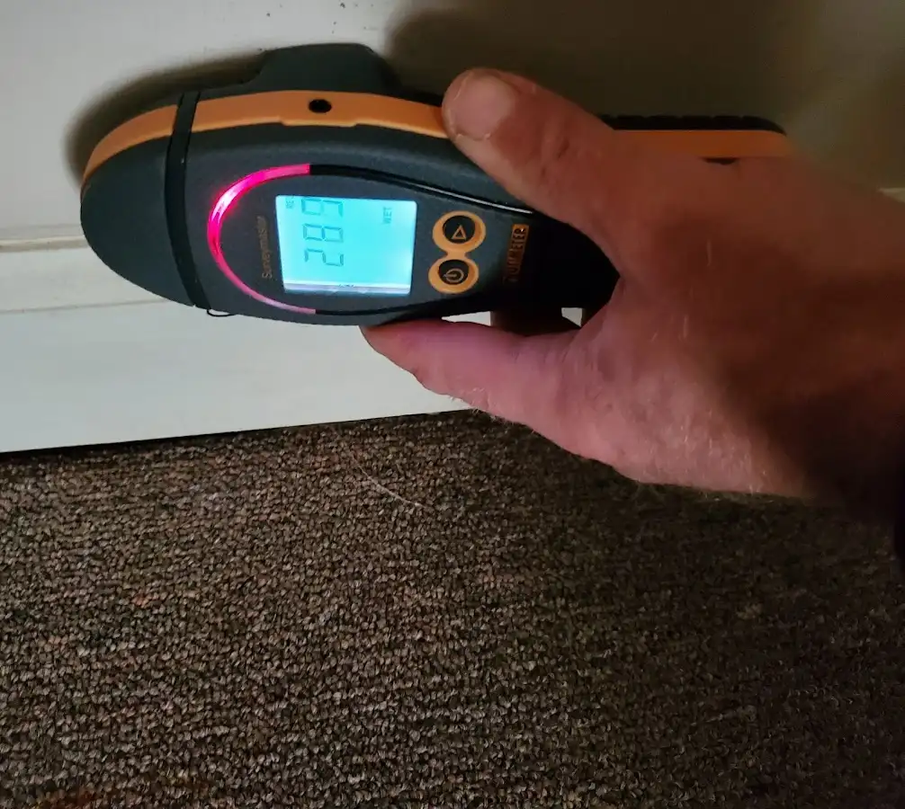 Moisture detection at baseboard during Mold Inspection & Testing in Providence